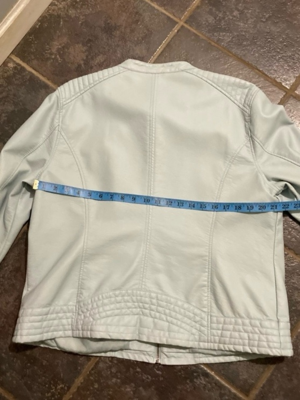 Style & Co. Pale Blue Faux Leather Moto Jacket Women’s Size L - Picture 10 of 10